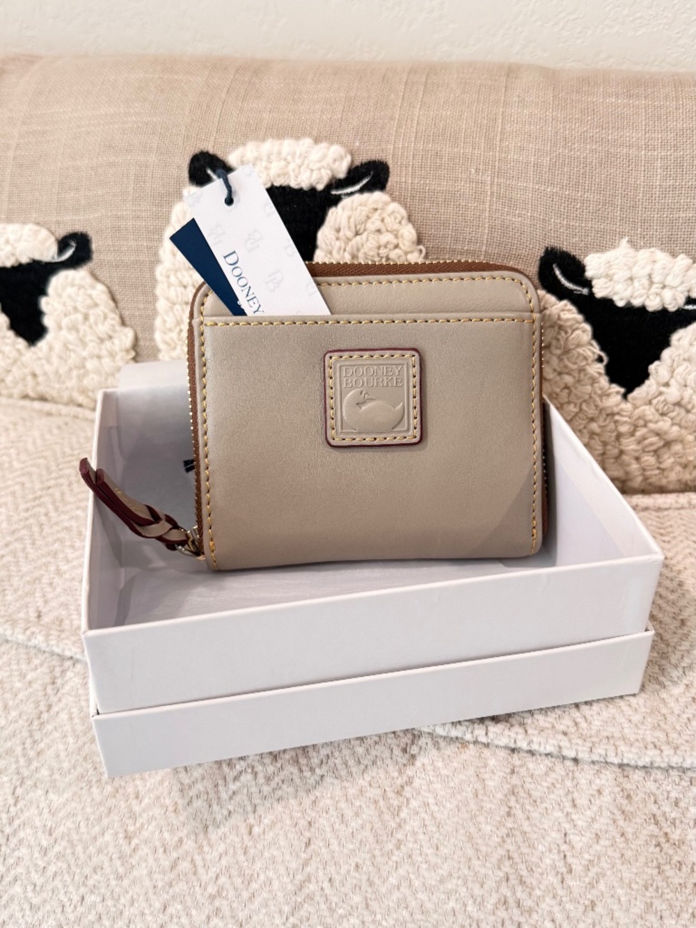 Dooney & Bourke Florentine Small Zip Around Wallet Taupe Beige Compact